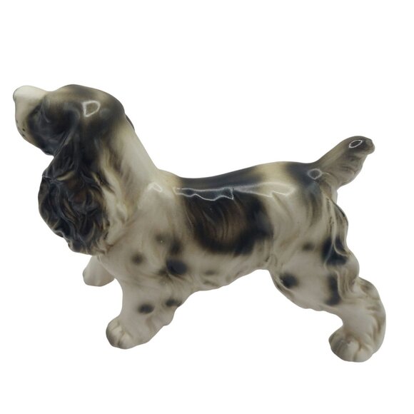 Vintage Enesco Ceramic Cocker Spaniel Dog Figurine E-2411 Black and White - Picture 8 of 9